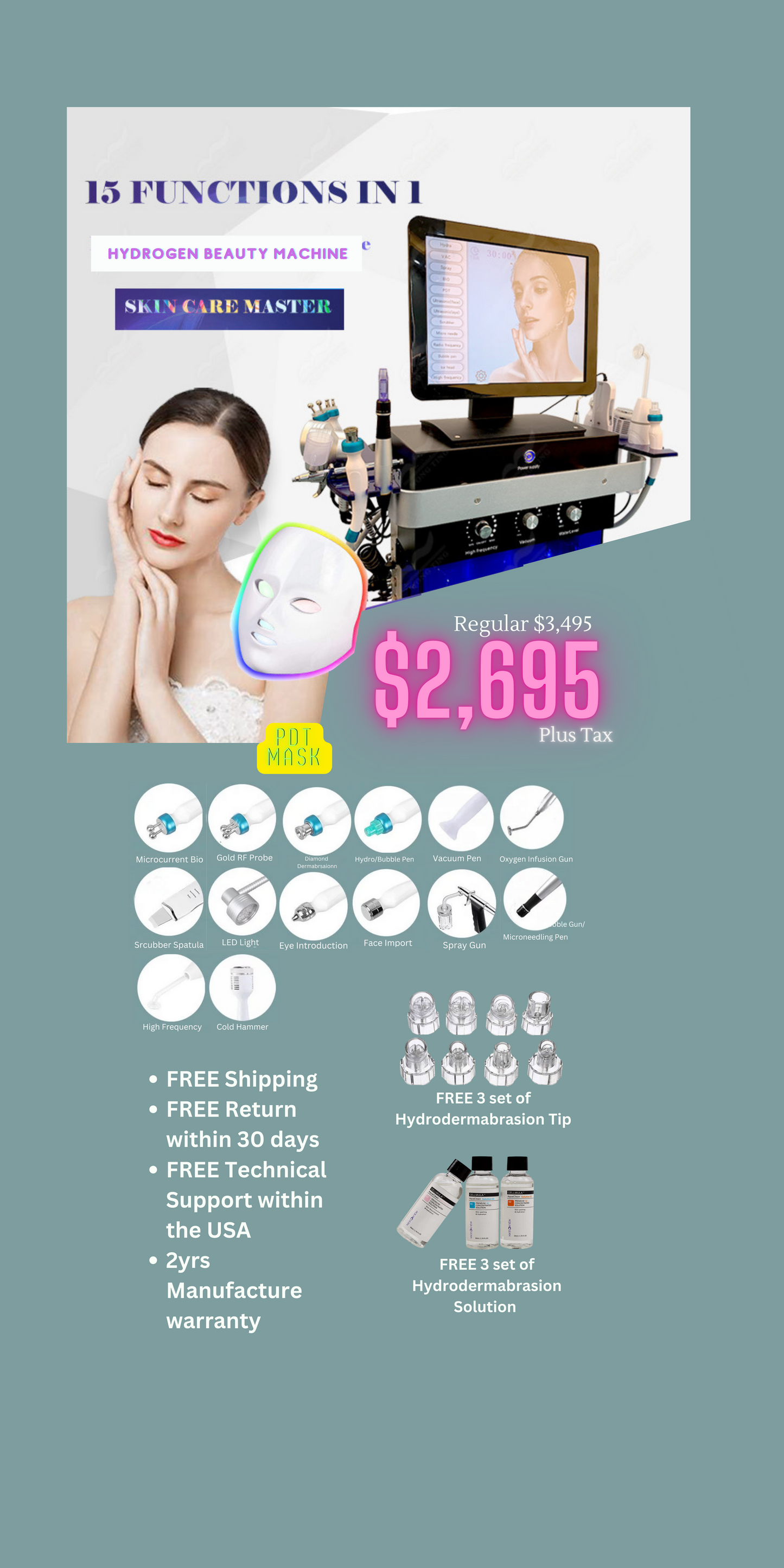 15-in 1 Hydroderm Facial Beauty Machine